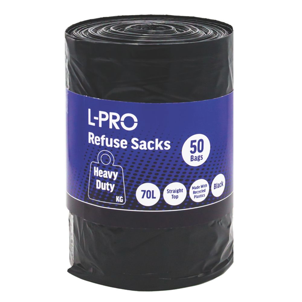 Image of L-PRO Black Bin Liners 70Ltr 50 Pack 