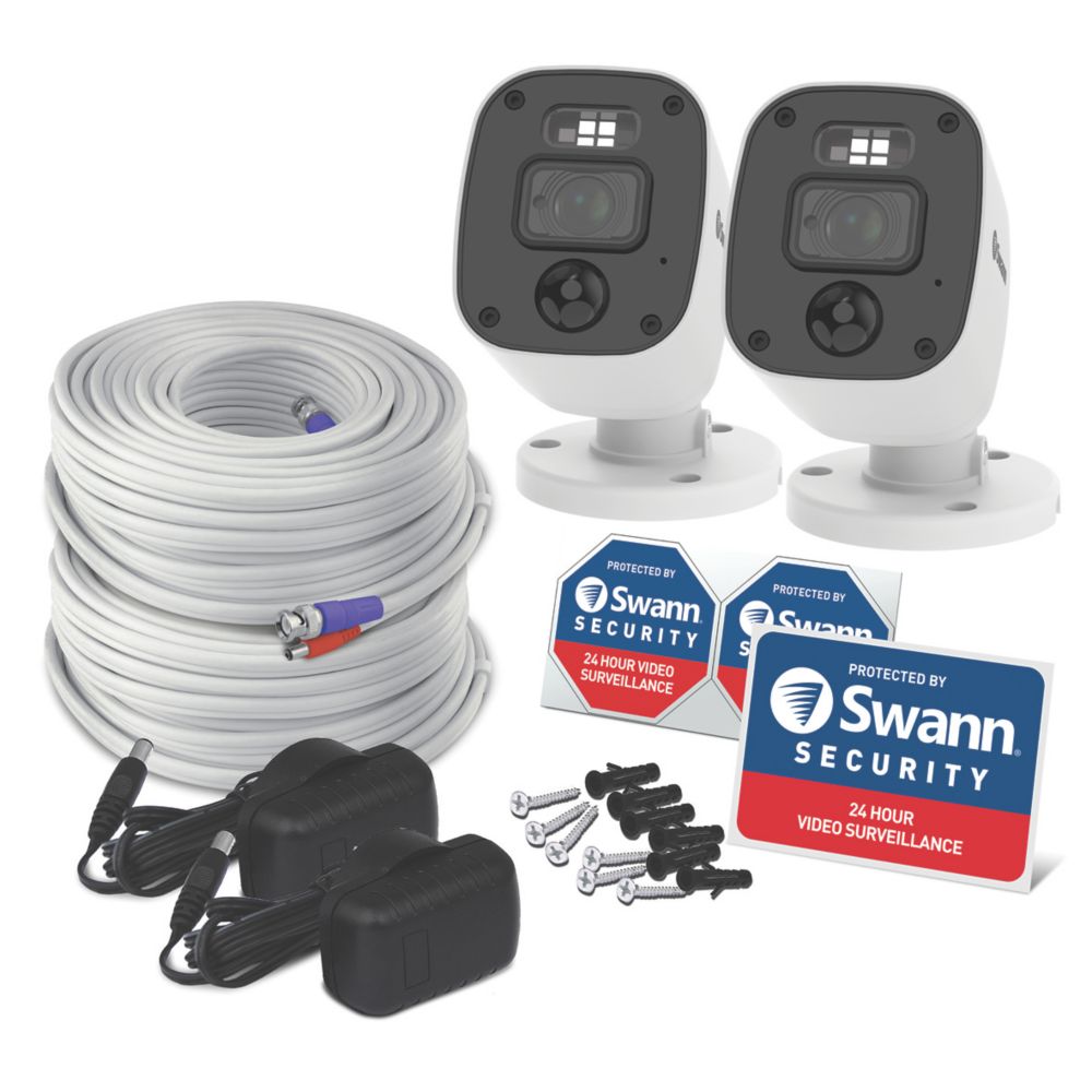 Image of Swann Enforcer SWPRO-1080MQBPK2-EU White Wired 1080p Indoor & Outdoor Dome Add-On Camera for Swann DVR CCTV Kit 