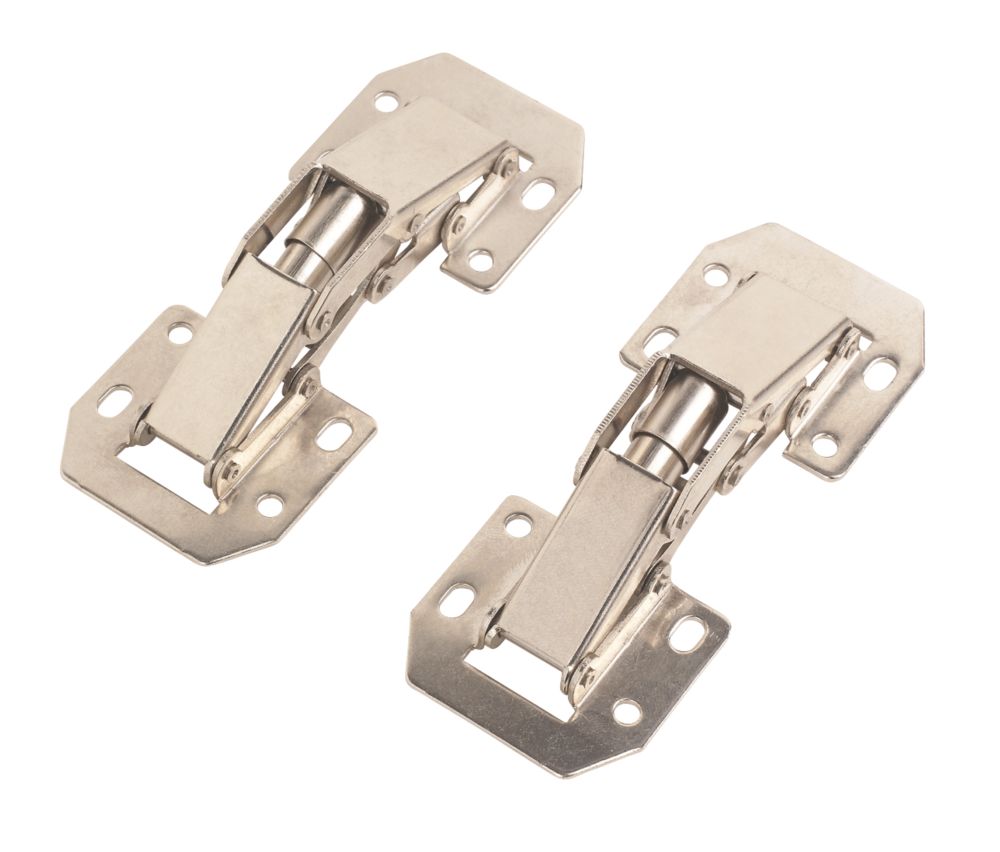 Image of Nickel 90Â° Easy Mount Hinges 105mm 2 Pack 