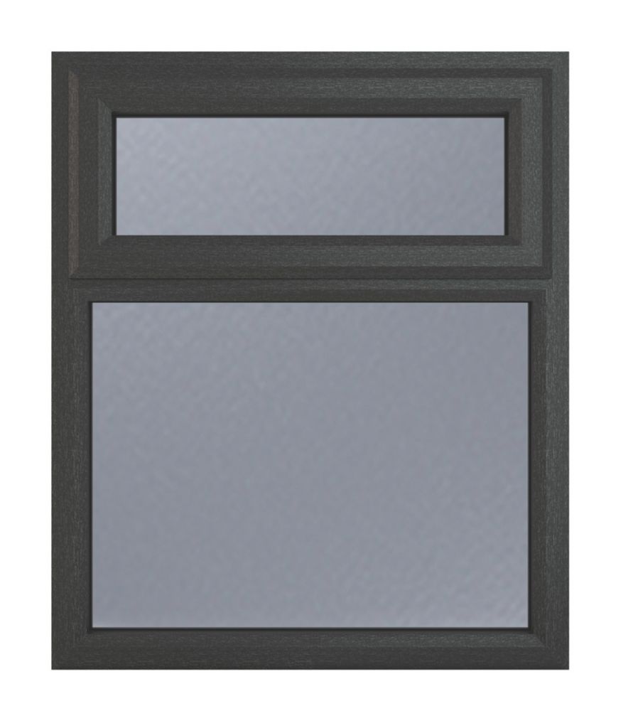 Image of Crystal Top Opening Obscure Triple-Glazed Casement Anthracite on White uPVC Window 1190mm x 1115mm 