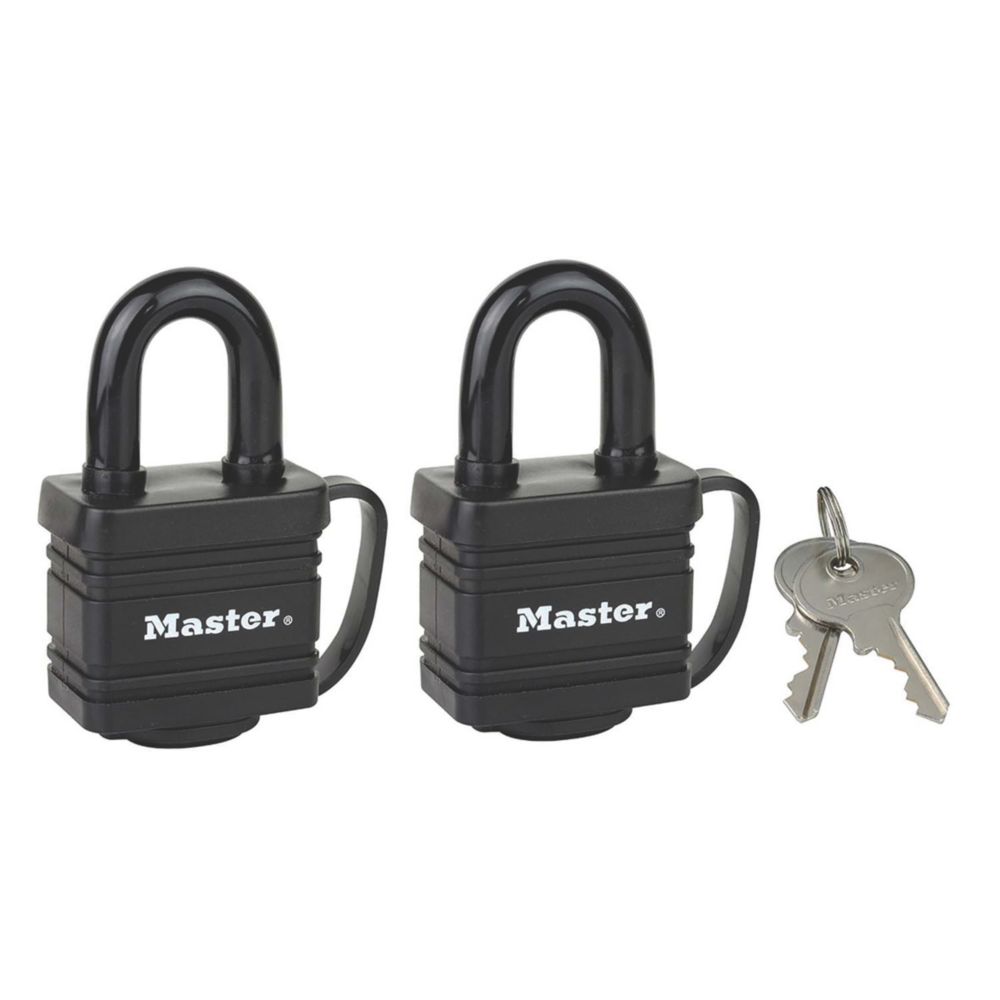 Image of Master Lock 7804EURD Laminated Steel Keyed Alike Water-Resistant Padlock 40mm 2 Pack 