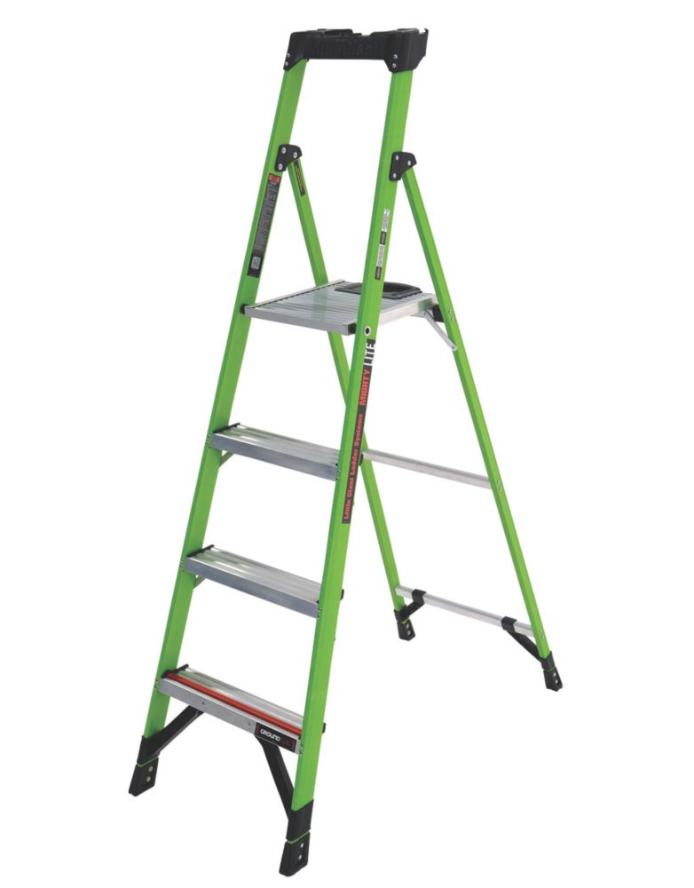 Image of Little Giant MightyLite Fibreglass & Aluminium 4-Treads Platform Stepladder 1.1m 