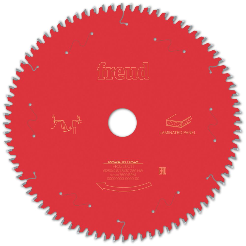 Image of Freud F03FS09804 Laminate Panel Circular Saw Blade 250mm x 30mm 80T 