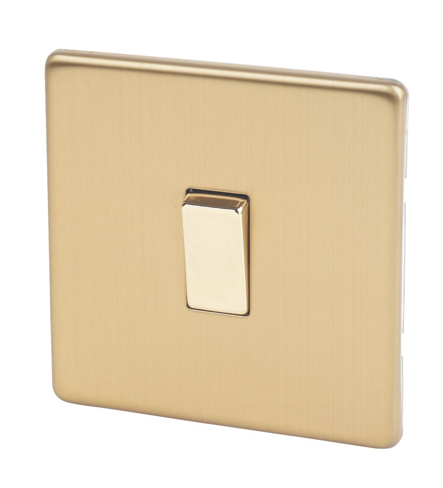 Image of Varilight 10AX 1-Gang 2-Way Light Switch Brushed Brass 
