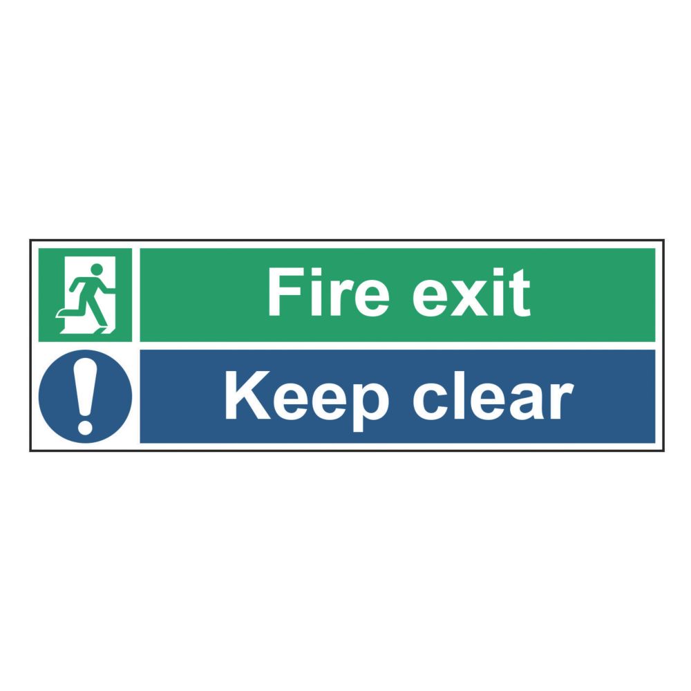 Image of Non Photoluminescent "Fire Exit Keep Clear" Sign 150mm x 450mm 