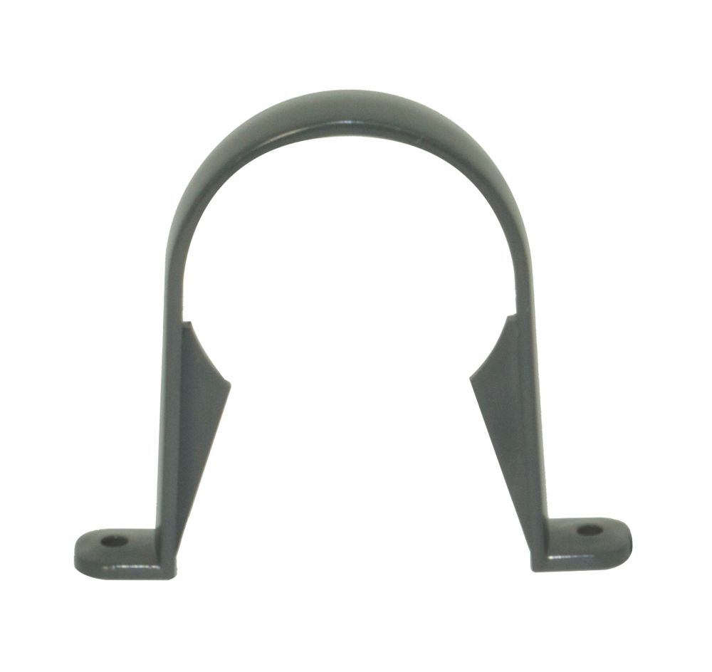 Image of FloPlast Round Rainwater Downpipe Clip Anthracite Grey 68mm 10 Pack 