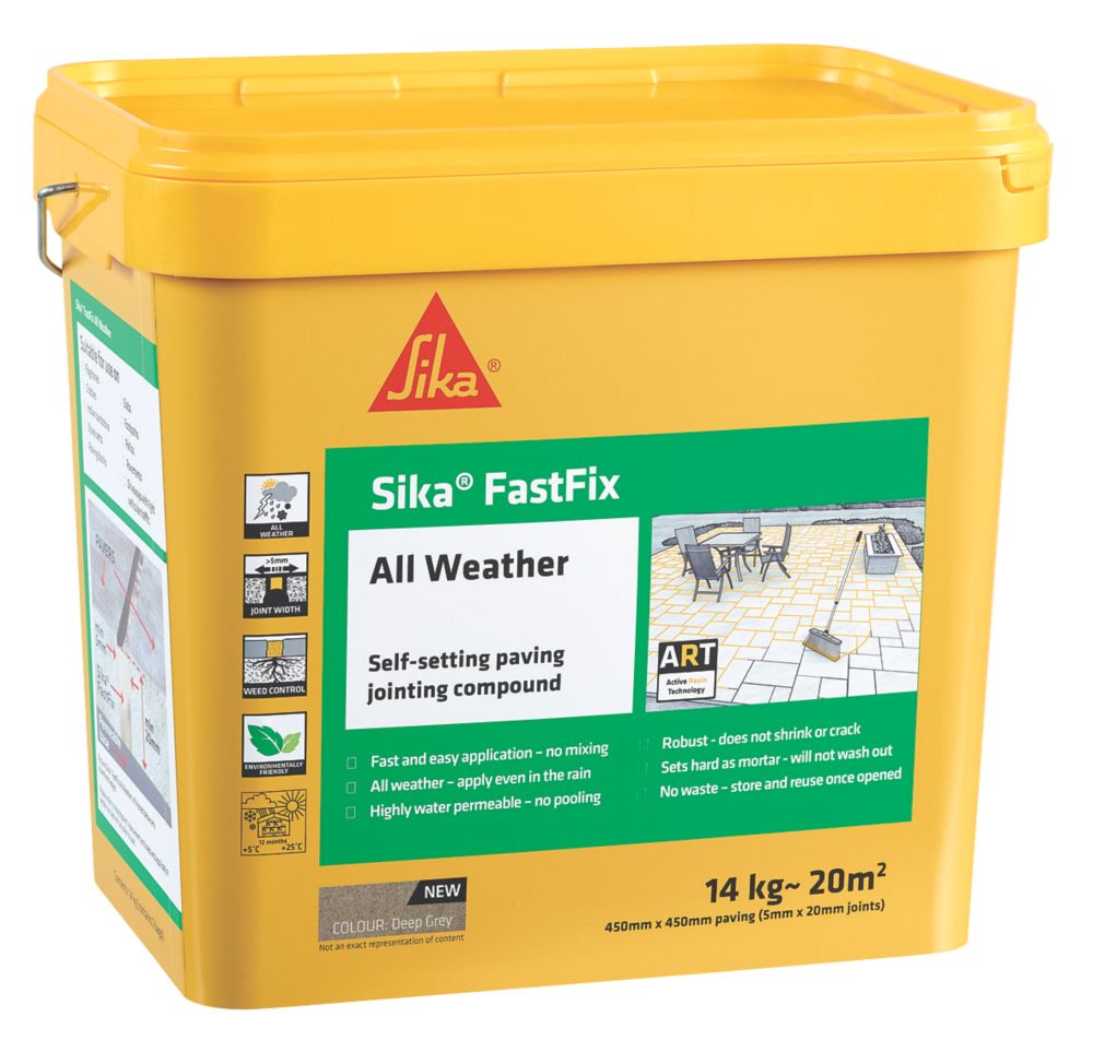 Image of Sika Fastfix Self-Setting Paving Jointing Compound Deep Grey 14kg 