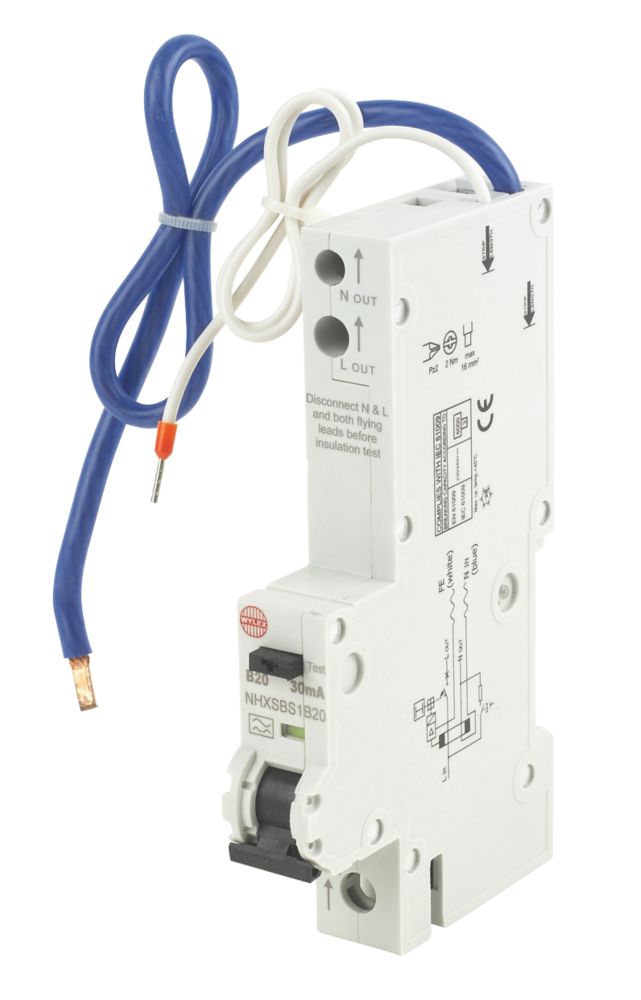 Image of Wylex 20A 30mA SP Type B RCBO 