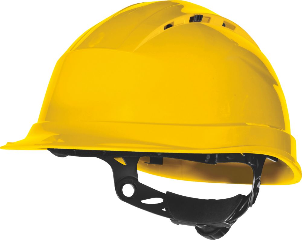 Image of Delta Plus Quartz Up IV Vented Rotor Wheel Ratchet Safety Helmet Yellow 