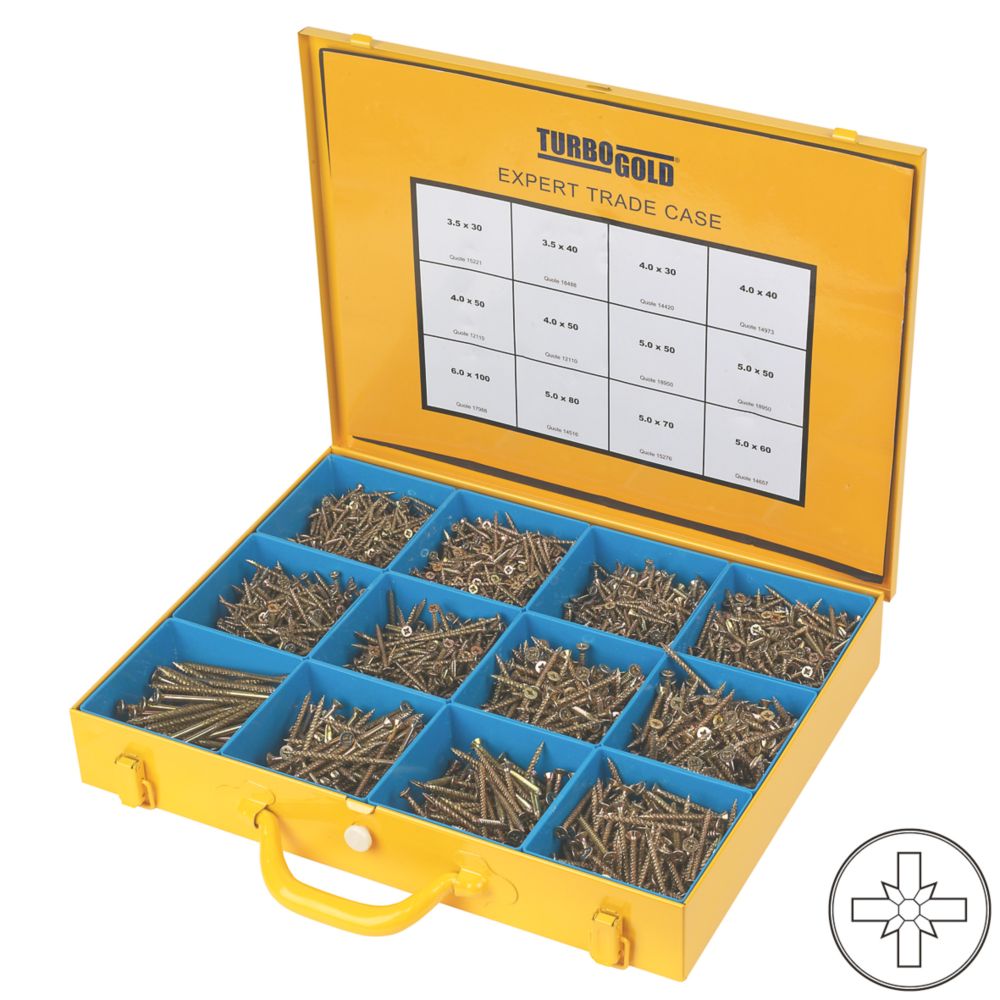 Image of TurboGold PZ Double-Countersunk Woodscrews Expert Trade Case 2800 Pcs 