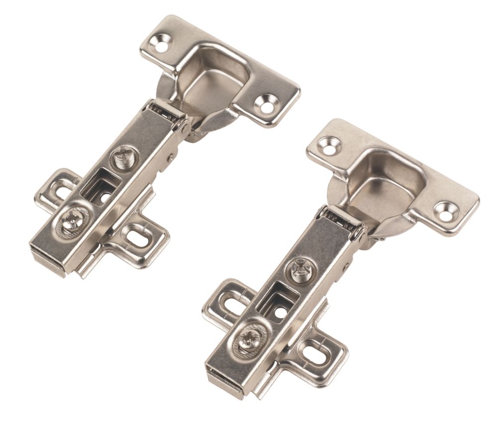 Image of Nickel 110Â° Sprung Concealed Clip-On Hinges 110mm 2 Pack 