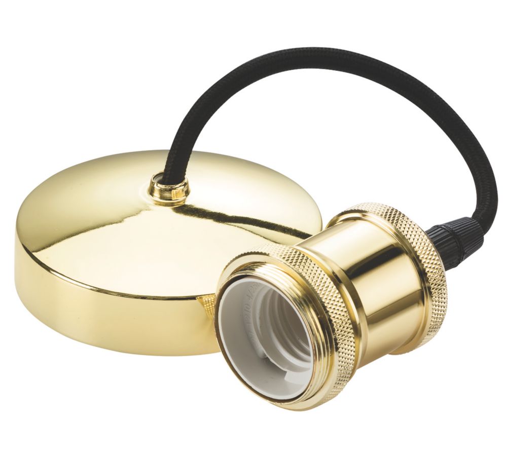 Image of Knightsbridge 6" Vintage Pendant Light Fitting ES Polished Brass 3 1/2" 