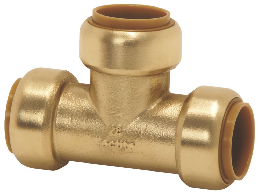 Image of Tectite Classic Brass Push-Fit Equal Tee 15mm 
