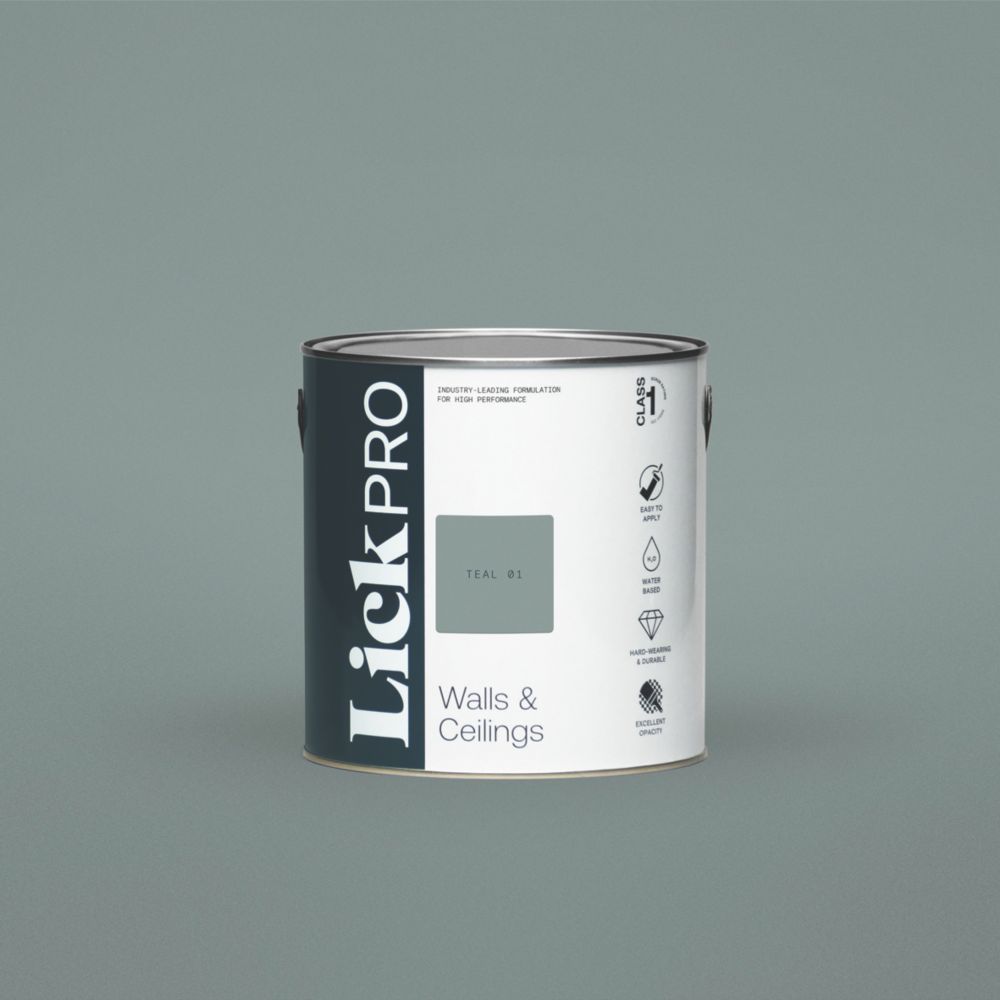Image of LickPro Matt Teal 01 Emulsion Paint 2.5Ltr 
