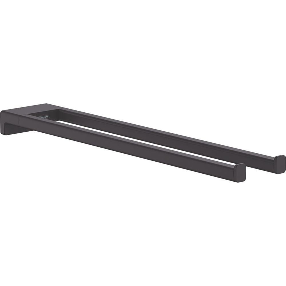 Image of Hansgrohe AddStoris Twin-Handle Towel Holder Matt Black 80mm x 445mm x 32mm 