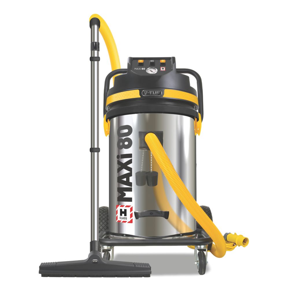 Image of V-Tuf MAXIH110-80L 2500W 80Ltr H-Class Industrial Dust Extraction Vacuum Cleaner 110V 