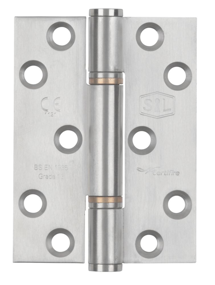 Image of Smith & Locke Satin Stainless Steel Grade 13 Fire Rated Thrust Hinges 102mm x 76mm 2 Pack 