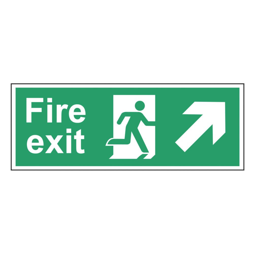 Image of Non Photoluminescent "Fire Exit Man Up Right Arrow" Sign 150mm x 400mm 