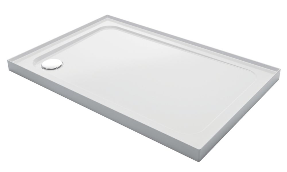 Image of Mira Flight Low Corner Waste Rectangular Shower Tray with Upstands White 1200mm x 760mm x 40mm 