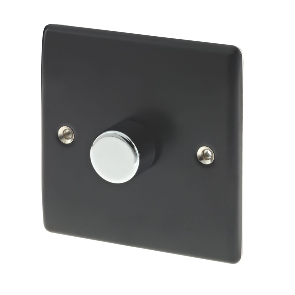 Image of British General Nexus Metal 1-Gang 2-Way LED Dimmer Switch Matt Black 