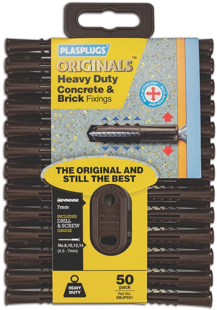 Image of Plasplugs Solid Wall Fixing 7mm x 40mm 50 Pack 