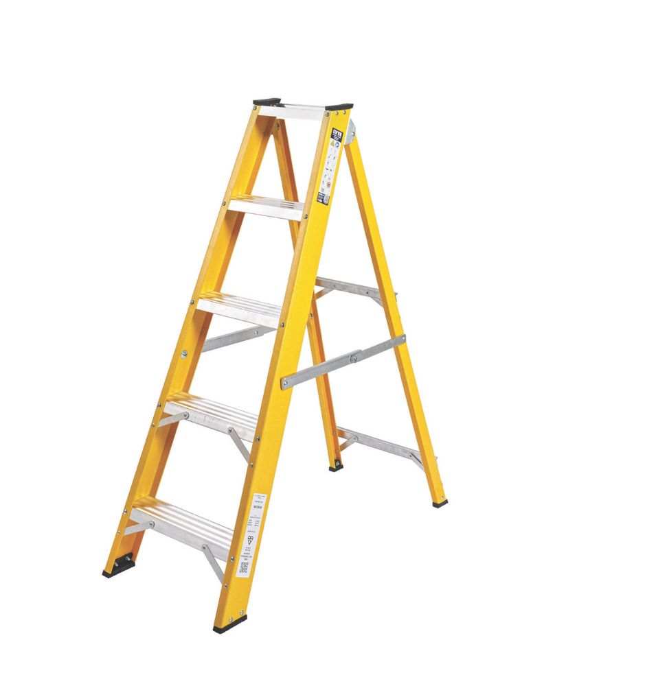 Image of Lyte Fibreglass 5-Treads Swingback Stepladder 0.99m 