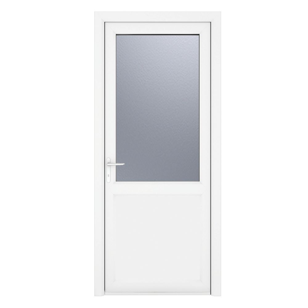 Image of Crystal 1-Panel 1-Obscure Light RH White uPVC Back Door 2090mm x 890mm 