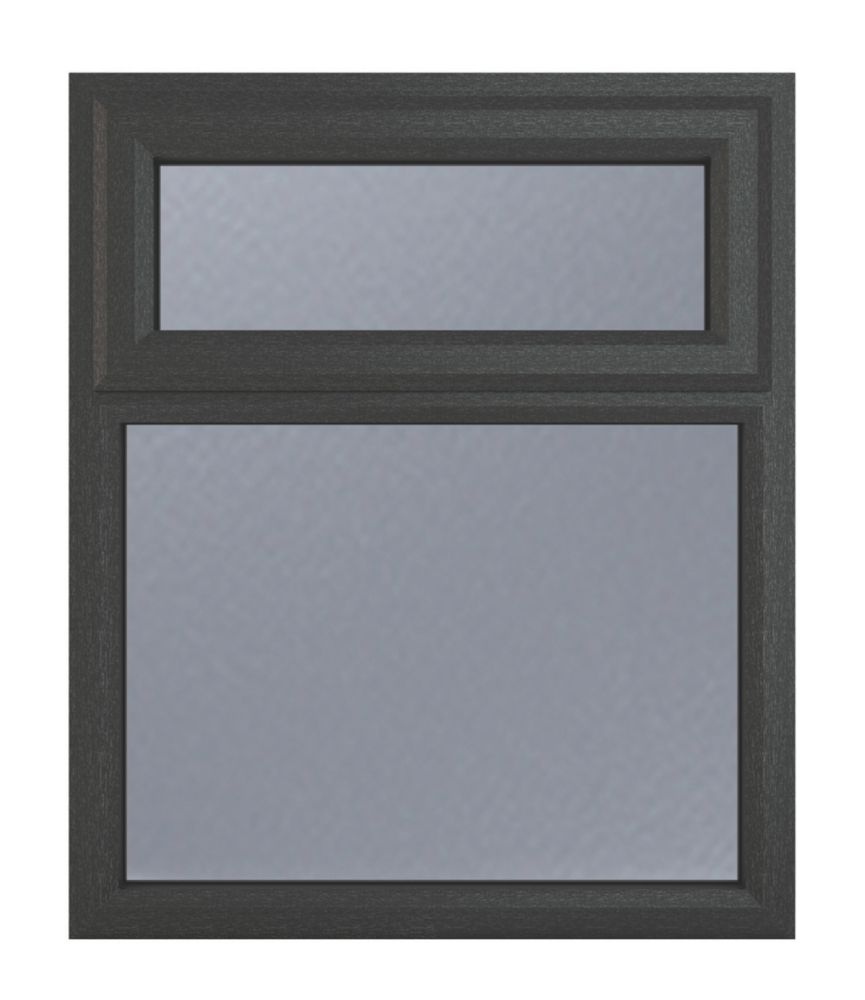 Image of Crystal Top Opening Obscure Triple-Glazed Casement Anthracite on White uPVC Window 1190mm x 965mm 