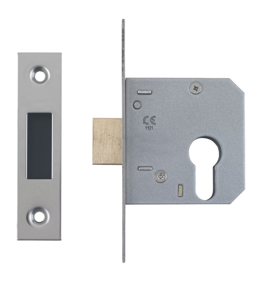 Image of Smith & Locke Fire Rated Nickel-Plated Euro Profile Deadlock 64mm Case - 44mm Backset 