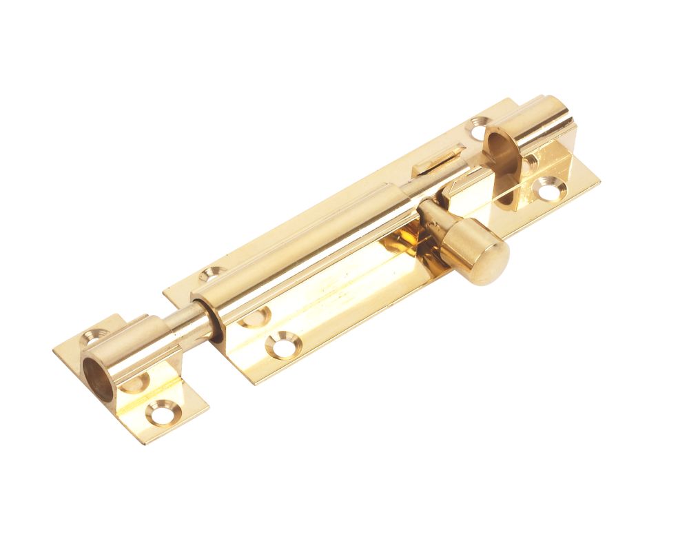 Image of Straight Door Bolt Polished Brass 76mm 