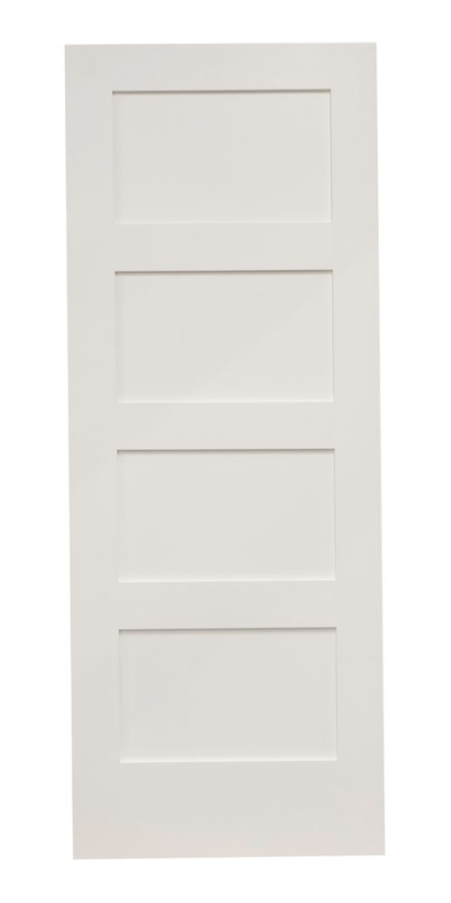 Image of Primed White Wooden 4-Panel Shaker Internal Door 1981mm x 838mm 
