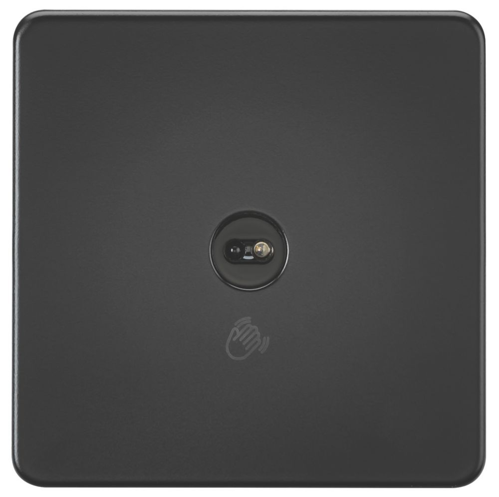 Image of Knightsbridge 2.1A 1-Gang 1-Way Light Switch Matt Black with Black Inserts 