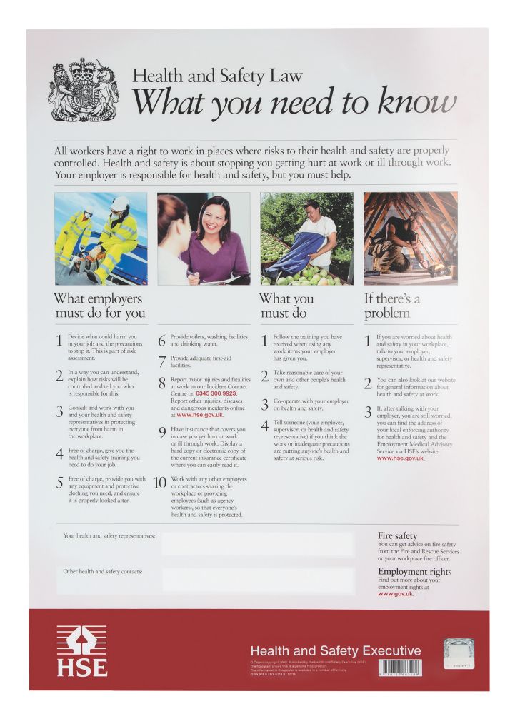 Image of Health and Safety Poster 420mm x 297mm 