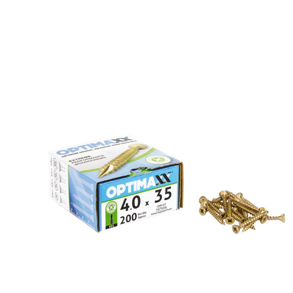 Image of Optimaxx PZ Countersunk Wood Screws 4mm x 35mm 200 Pack 