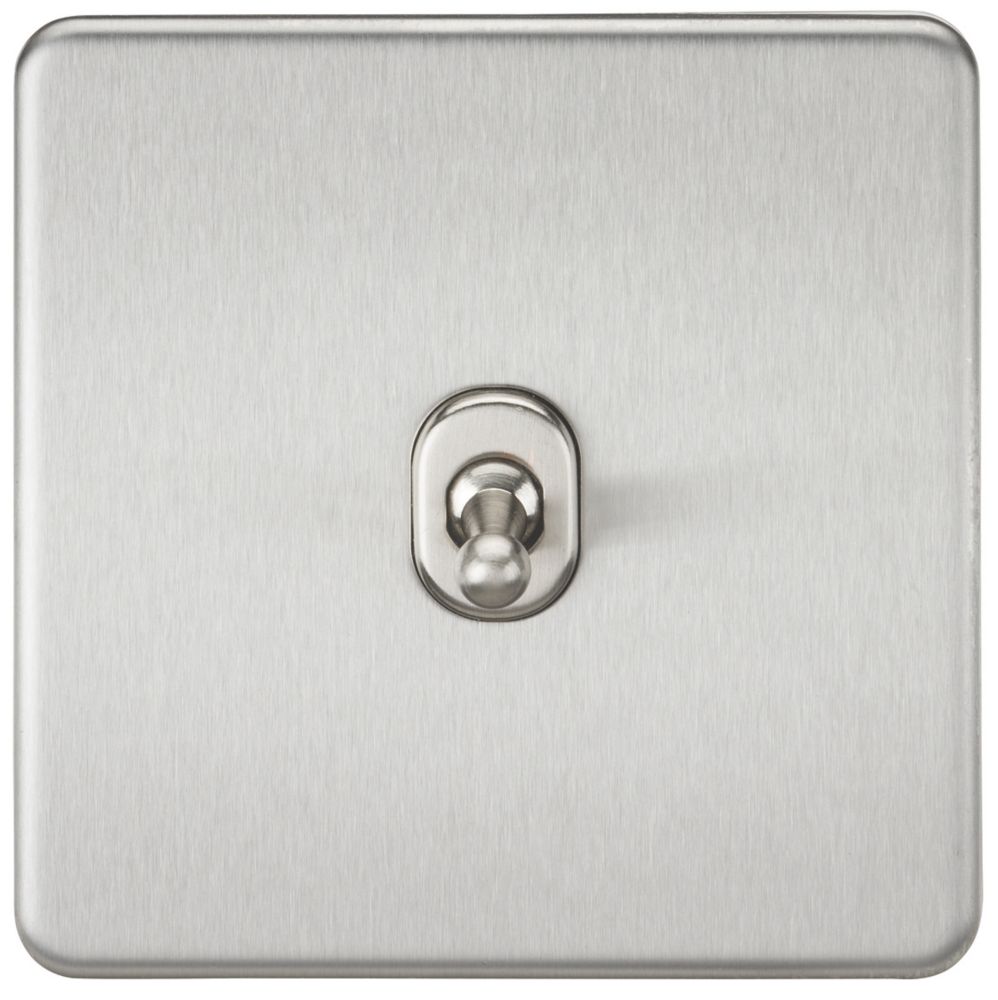 Image of Knightsbridge 10AX 1-Gang Intermediate Switch Brushed Chrome with Colour-Matched Inserts 