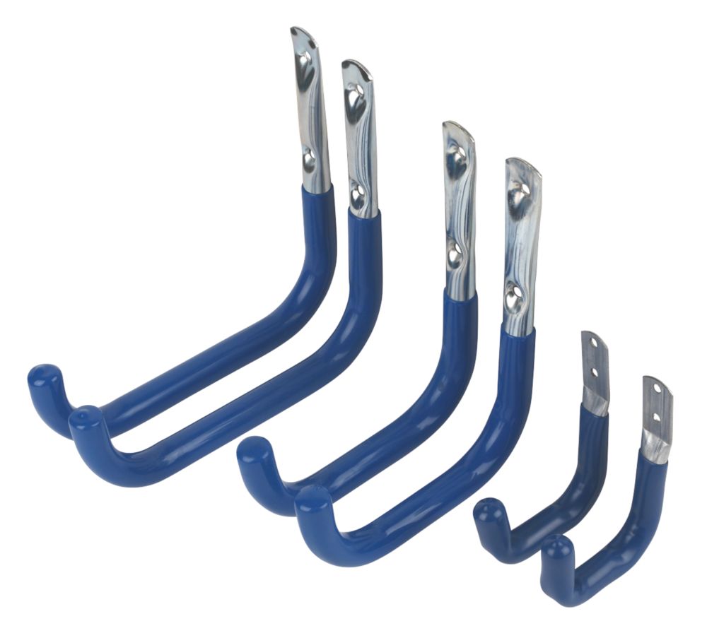 Image of Smith & Locke Medium Duty Storage Hooks Zinc-Plated / Blue Sleeves 6 Pcs 
