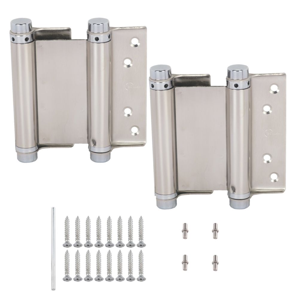 Image of Eclipse Satin Stainless Steel Spring Hinges 103mm x 43mm 2 Pack 