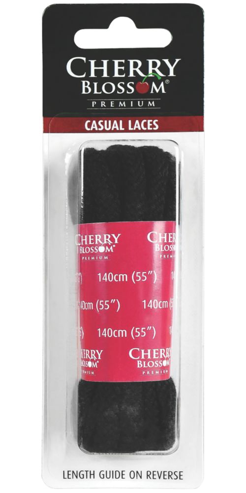 Image of Cherry Blossom Chunky Cord Shoe Laces Black 140cm 