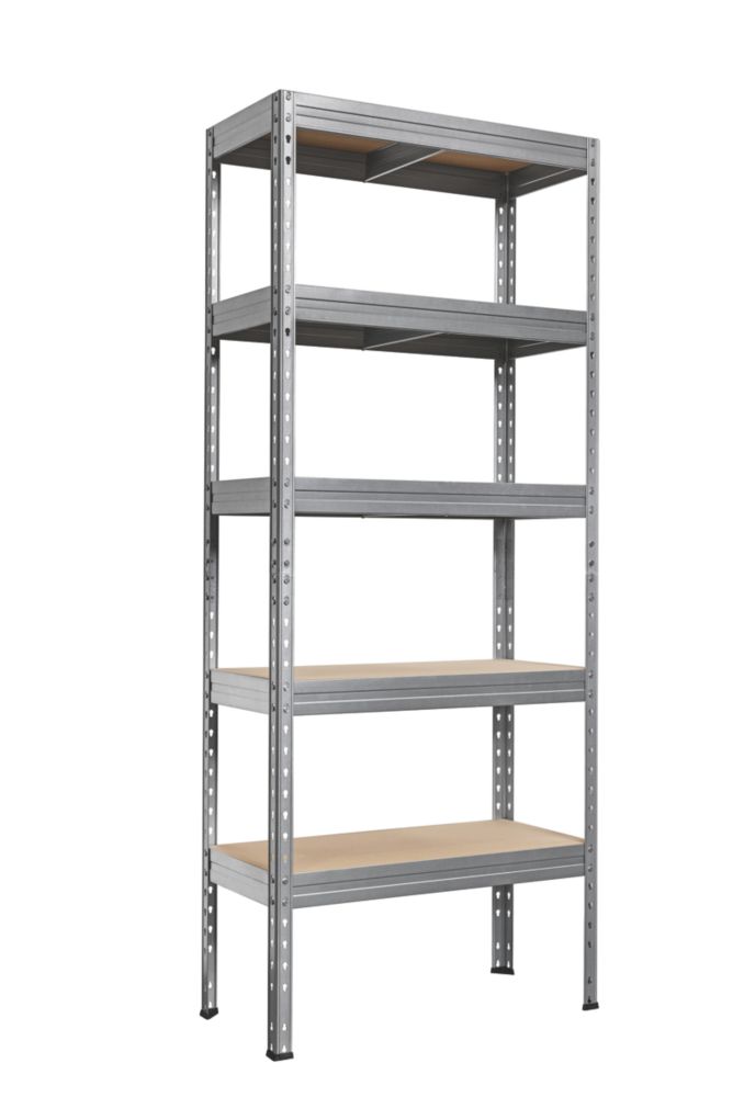 Image of 5-Tier Galvanised Steel Rivet Shelving Unit 750mm x 350mm x 1800mm 