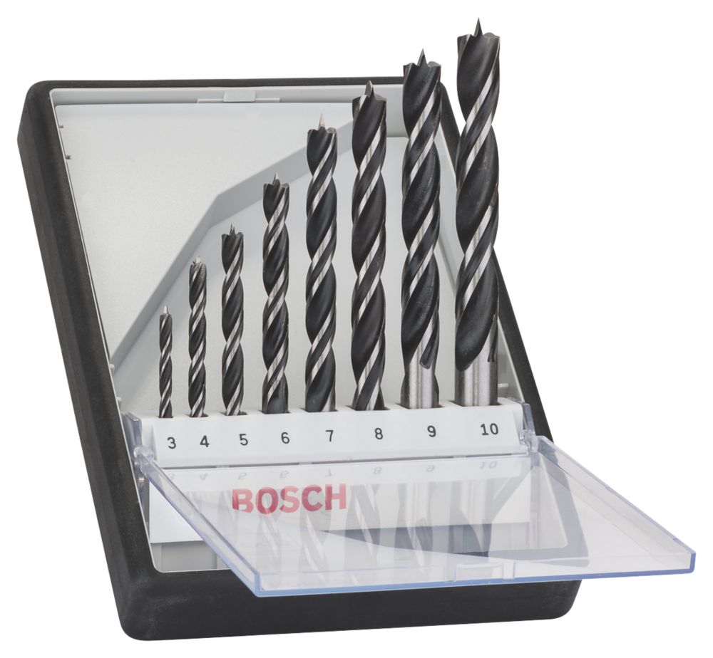 Image of Bosch Brad Point Wood Drill Bits 8 Piece Set 