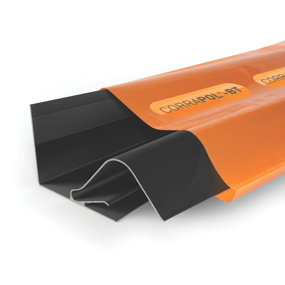 Image of Corrapol-BT Rock n Lock Aluminium Wall Side Flashing Black 130 x 70mm x 6m 