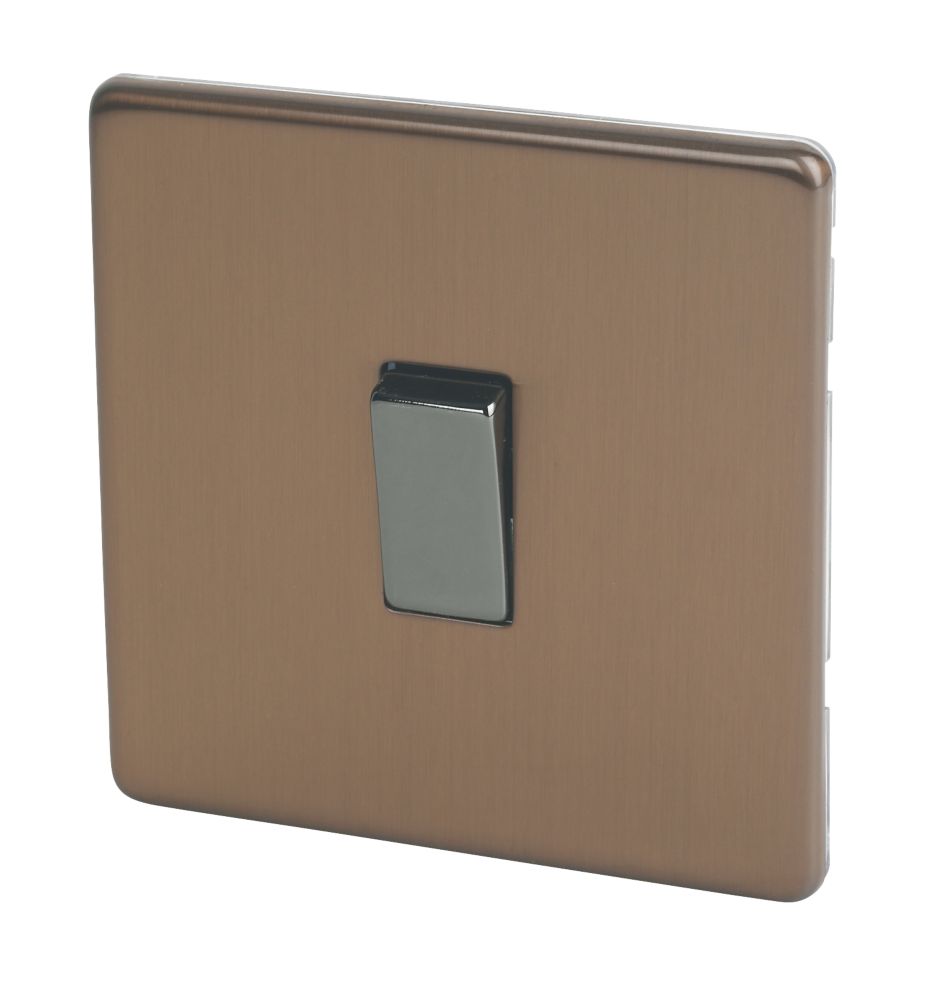 Image of Varilight 10AX 1-Gang 2-Way Light Switch Brushed Bronze 