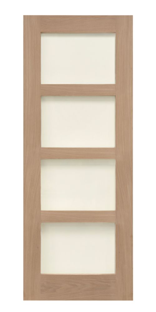 Image of 4-Clear Light Unfinished Oak Wooden Ladder Internal Door 1981mm x 686mm 