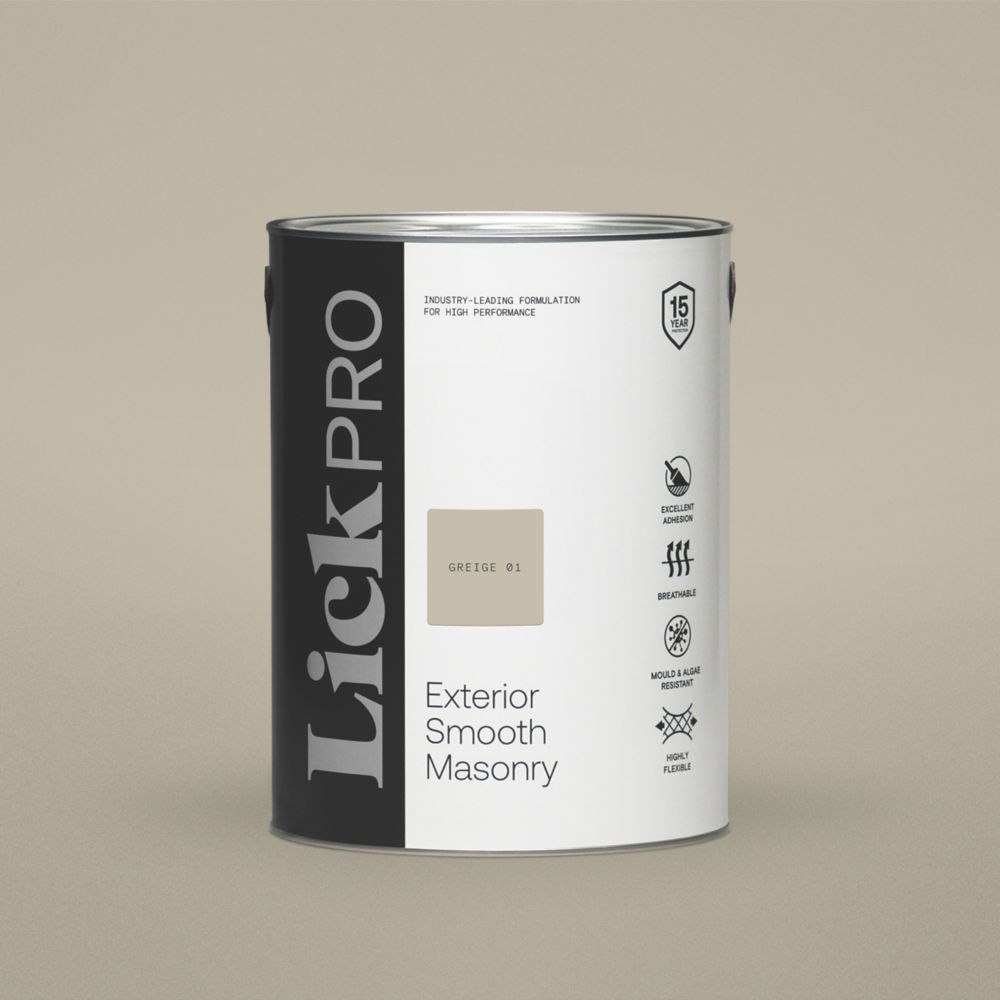 Image of LickPro Exterior Smooth Masonry Paint Greige 01 5Ltr 