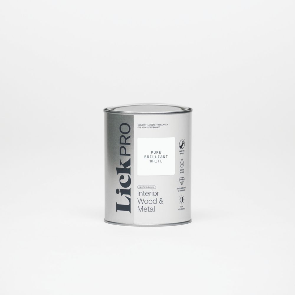 Image of LickPro Gloss Pure Brilliant White Emulsion Wood & Metal Paint 1Ltr 