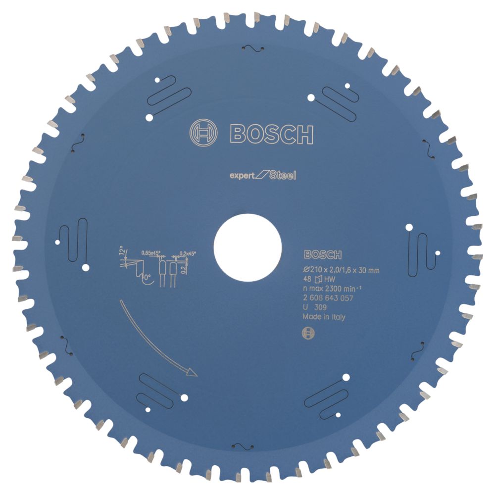 Image of Bosch Expert Steel Circular Saw Blade 210mm x 30mm 48T 
