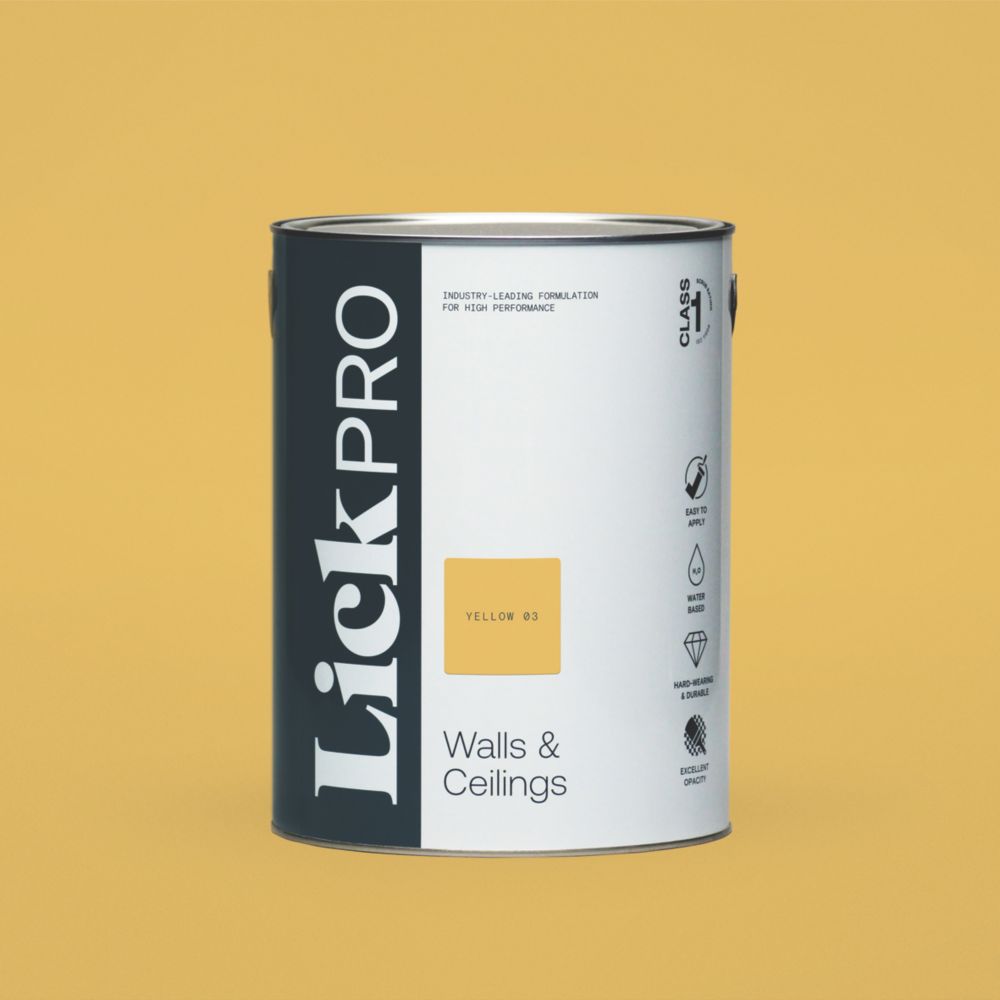 Image of LickPro Eggshell Yellow 03 Emulsion Paint 5Ltr 