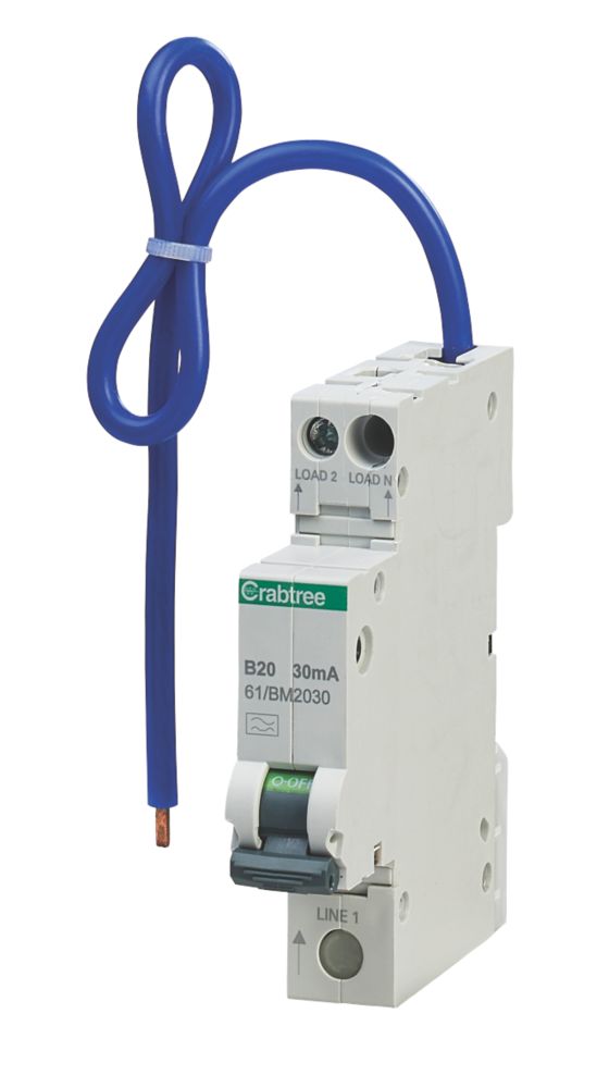 Image of Crabtree Starbreaker 20A 30mA SP & N Type B Mini-RCBO 
