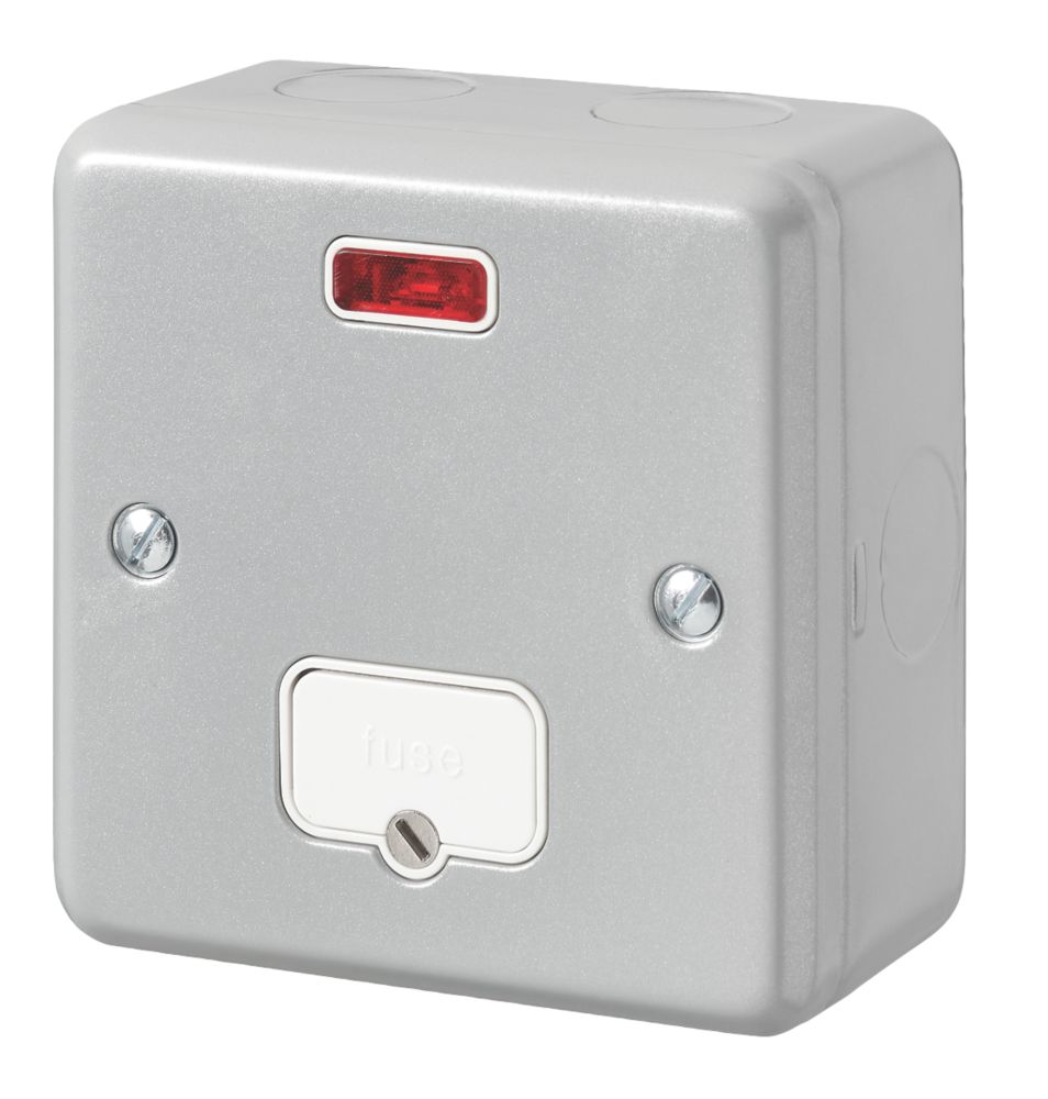 Image of MK Metal-Clad Plus 13A Unswitched Metal Clad Fused Spur with Neon with White Inserts 