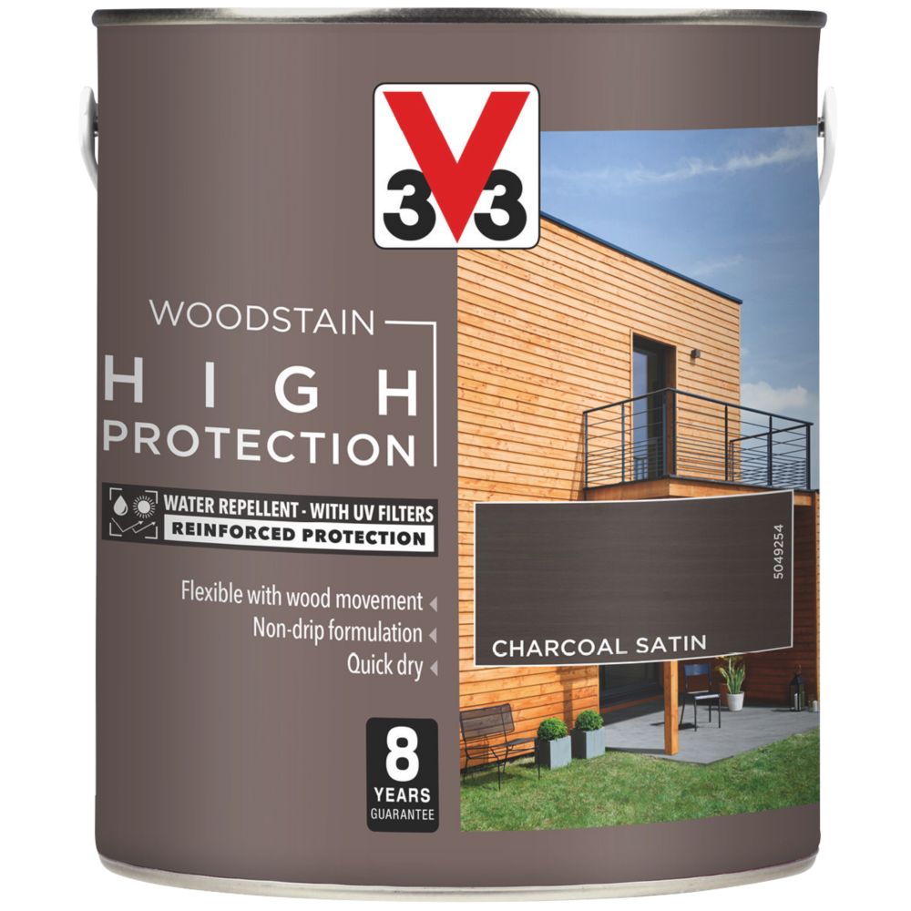 Image of V33 High-Protection Exterior Woodstain Satin Charcoal 2.5Ltr 